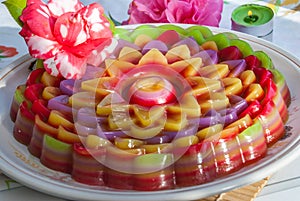 Thai dessert Layer Sweet Cake or Kanom Chan