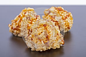 Thai dessert - rice cracker or rice biscuit topping with cane sugar