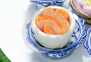 Thai Dessert, Tong yip or Flower egg yolk tart photo