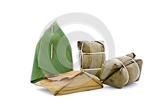 Thai dessert wrapped with banana leaf