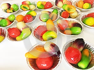 Thai desserts, colorful Ball plated dessert (Name is Luk Chup in Thai language