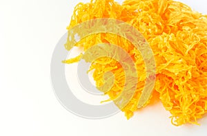 Thai desserts  `Foi Thong` golden egg yolks threads on white background