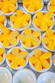 Thai desserts Khanom Thai, Sweet Egg Yolk Cup or Tong Yip, the desserts originating from Portugal that are made of yolk and