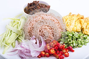 Thai dish ,Kao Kluk kapi, brown/purple fried rice