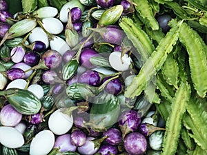 Thai Eggplants and Winged Bean fresh Vegetables