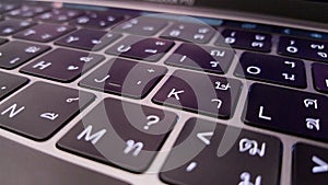 Thai and English keyboard of laptop