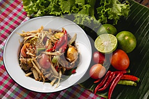 [Thai Esan food] green papaya salad, Thai Esan local food, Thailand