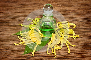 Thai essential massage oil and ylang-ylang flower