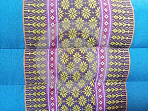 Thai blue gold fabric pattern background texture