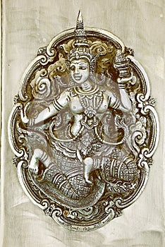A Thai fairy relief art work in sepia tone