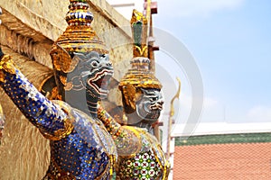 Thai Fairy Tales Creature statue in temple of the Emerald Buddha, Wat Prakaew