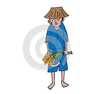 Thai farmer cartoon drawing