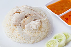 Thai fast food rice steamed with chicken soup