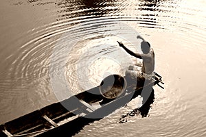 Thai Fisherman in Boat