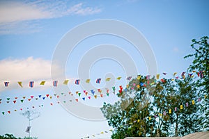 Thai flag pattern cloth, temple flags used to decorate