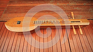 Thai folk wooden guitar instrument