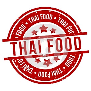 Thai food badge. red round cousine stamp