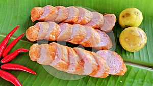 Thai food on banana leaf