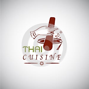 Thai food concept. Thai cuisine logo design. hand draw in Thai s