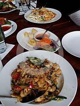 Thai food feast with various food selctions