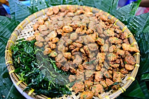 Thai Food Fish Cake (Tod Mun Pla Krai) , traditional thai cuisine, shallow depth of field