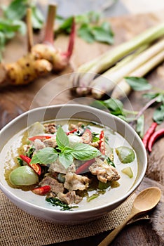Thai food, Green curry with pork Kang Keaw Wan