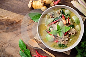 Thai food, Green curry with pork Kang Keaw Wan