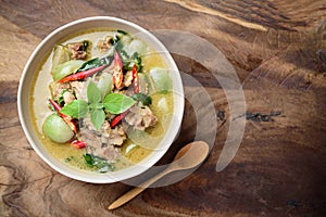 Thai food, Green curry with pork Kang Keaw Wan