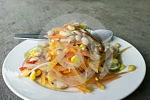 thai food/ locate food - papaya salad in thailand call som tum o