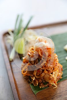 Thai food pad thai fried noodle with shrimp