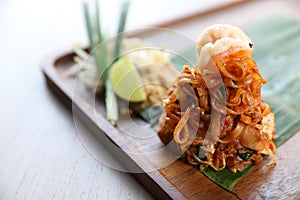 Thai food pad thai fried noodle with shrimp