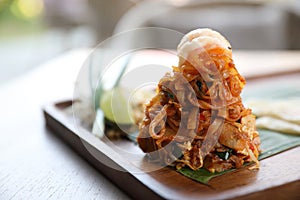 Thai food pad thai fried noodle with shrimp