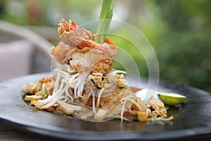 Thai food pad thai fried noodle with shrimp