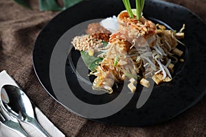 Thai food pad thai fried noodle with shrimp