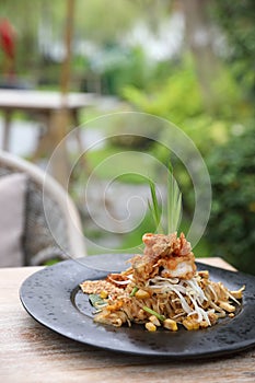 Thai food pad thai fried noodle with shrimp