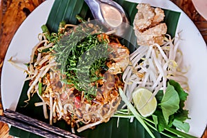 Thai food Pad thai , Stir fry noodles in padthai style, select focus