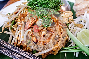 Thai food Pad thai , Stir fry noodles in padthai style, select focus