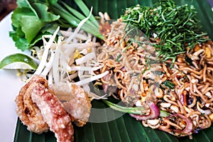 Thai food Pad thai , Stir fry noodles in padthai style, select focus