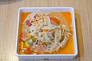 Thai food, papaya salad or what we called `Somtum` in Thai