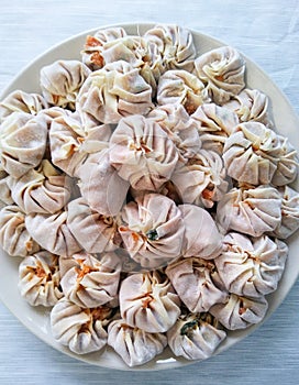 Thai food raw dumpling prepare for cook on white background.