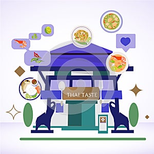 Thai food restaurant concept - vector illustration
