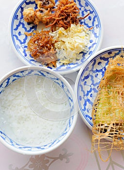 Thai food rice in ice water