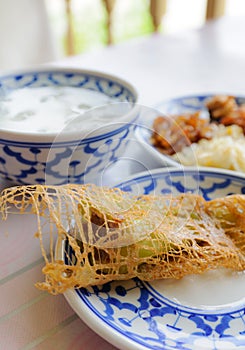 Thai food rice in ice water