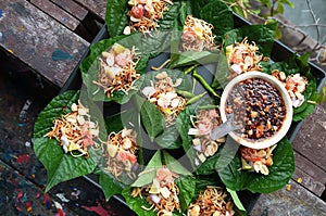 Thai food,Savoury leaf wraps,Miang Kham photo