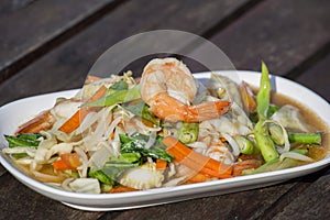 Thai food, seafood with vegetable spicy salad