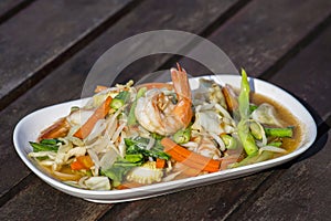 Thai food, seafood with vegetable spicy salad