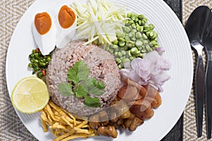 Thai food shrimp paste fried rice, Khao Kluk Kapi