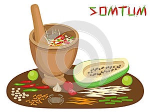 Thai food Somtum Papaya Salad