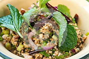 Thai food spicy minced pork salad Larb