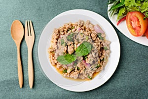 Thai food, spicy minced pork salad Larb Moo photo